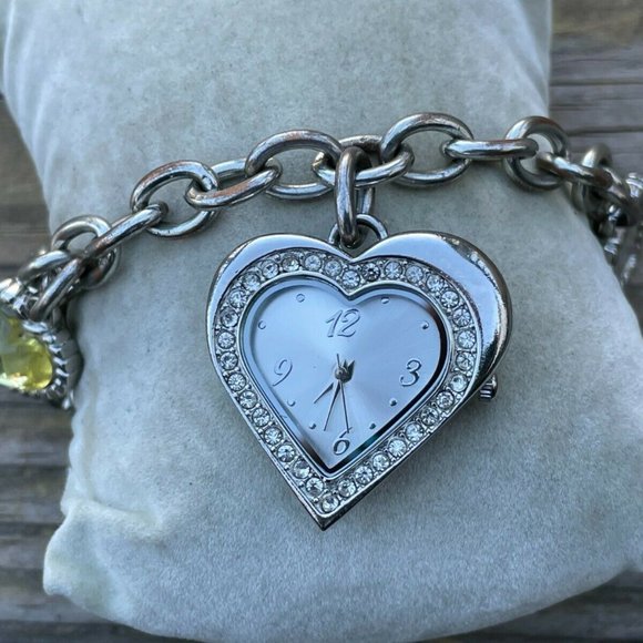 Accessories - Women Watch Heart Shape Chain Bracelet Band Silver Tone Analog Wrist Watch